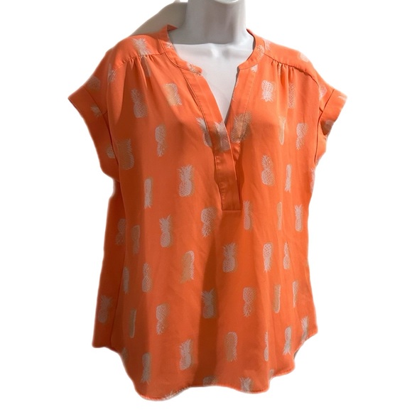 Apt. 9 Tops - APT 9. Women's Neon Pineapple short sleeve Chiffon Blouse